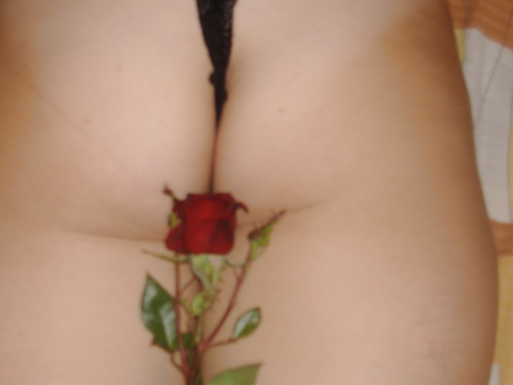 Brunette teen posing with a rose #11860853