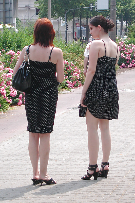 German mum and daughter's friend walk in dress and sexy shoes - 2010 #3795754