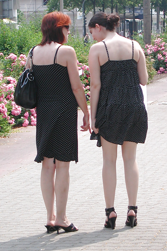 German mum and daughter's friend walk in dress and sexy shoes - 2010 #3795774