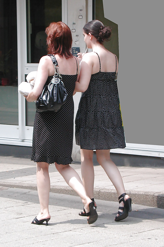German mum and daughter's friend walk in dress and sexy shoes - 2010 #3795781