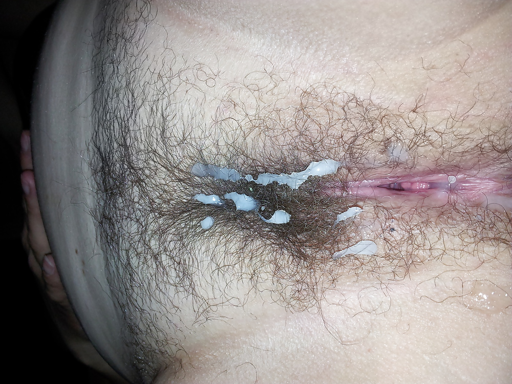 My wife's hairy pussy with cum #9776084