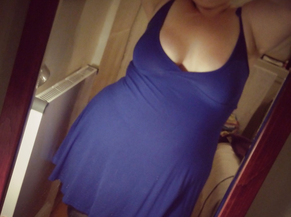 Me showing off my blue dress and what's beneath it. #19887908
