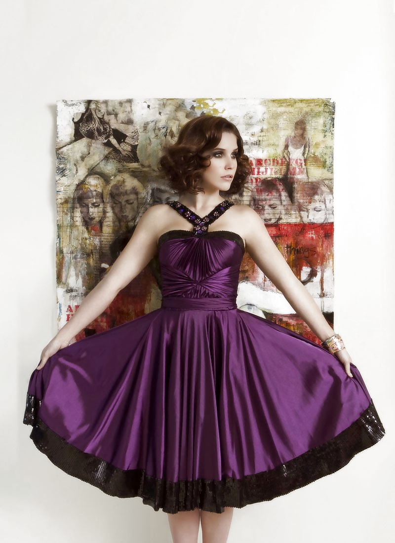 Sophia Bush - Purple & Blue Satin Dresses #22740948
