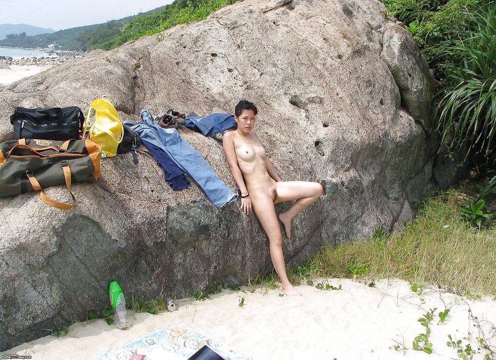 Asian amateur wife posing nude outdoors #22165995