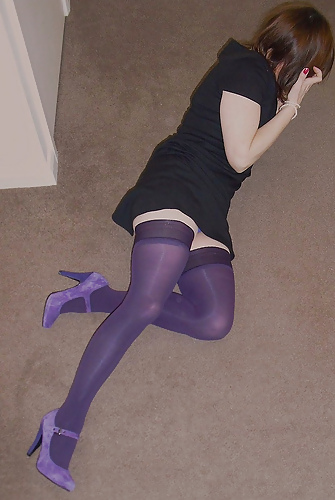 Amateurs in purple nylons #5120616