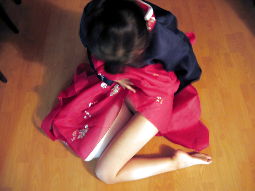 Korean hanbok girl flashing #15236573