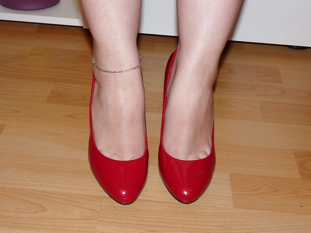 Wifes red black blue patent lack heels toes #18146664