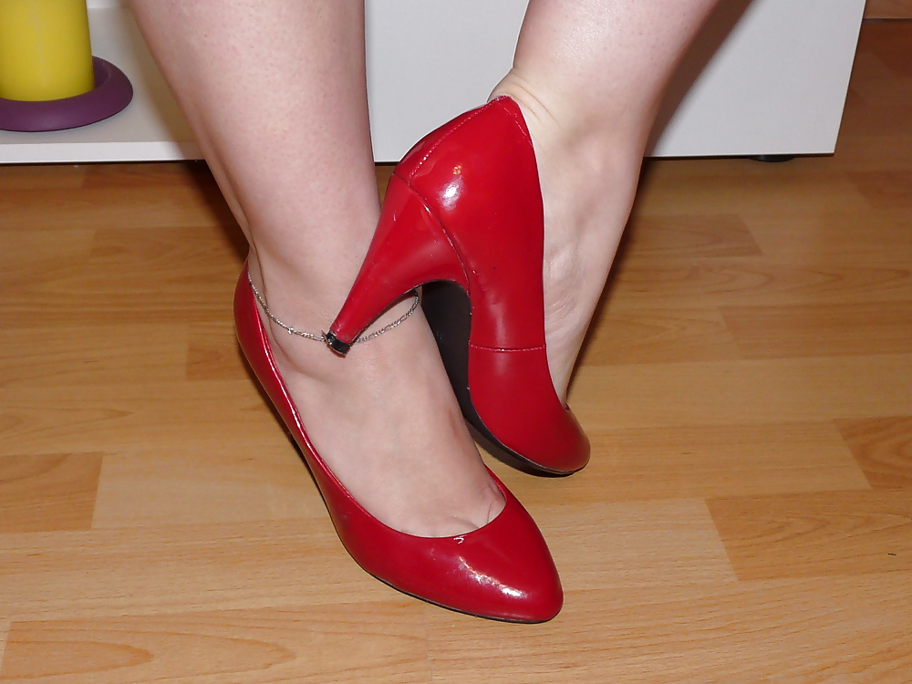 Wifes red black blue patent lack heels toes #18146674