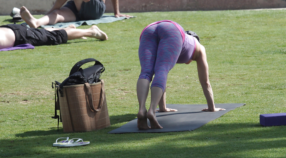 Femme D'âge Mûr Faisant Du Yoga Dans Le Parc #14248836