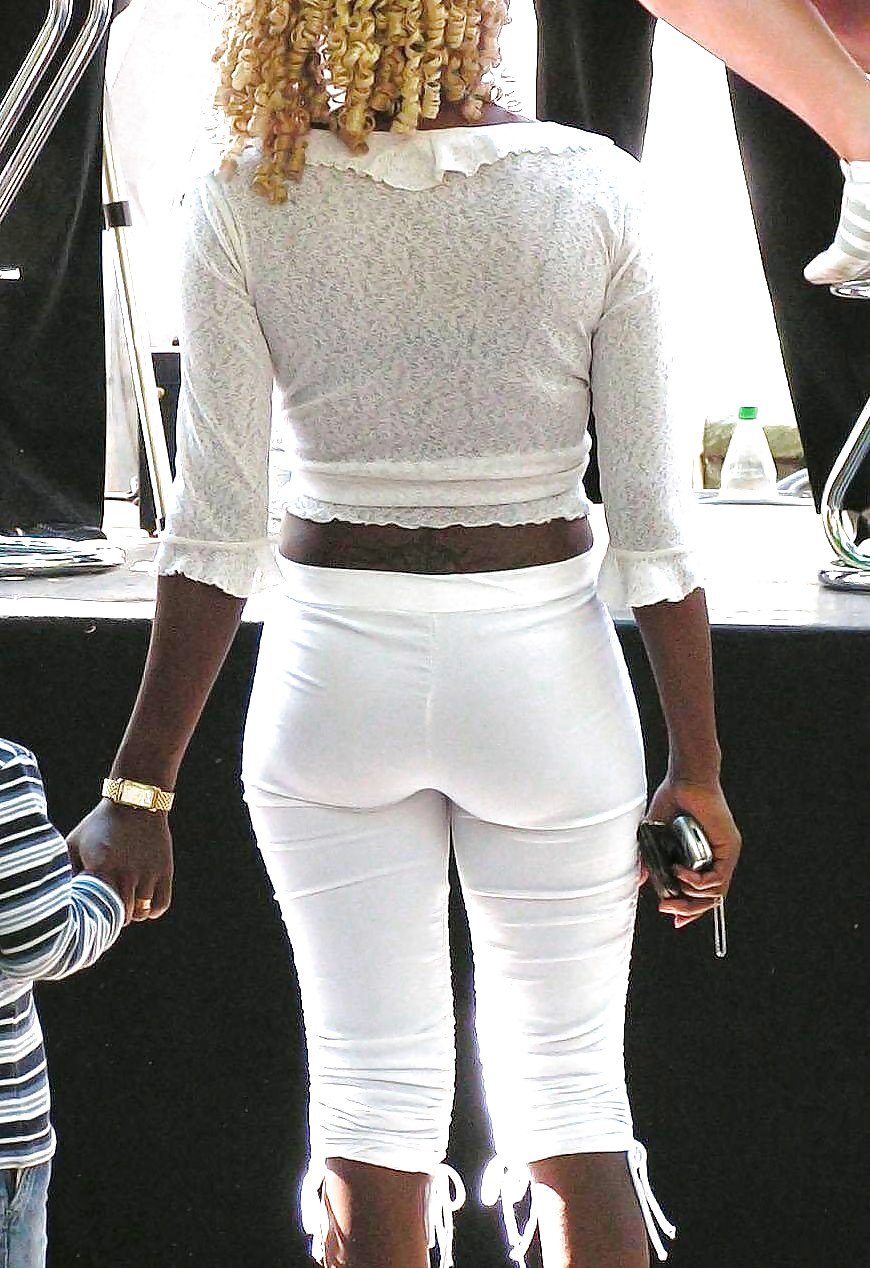 Wives In Tight And See Thru White Pants  #19754733