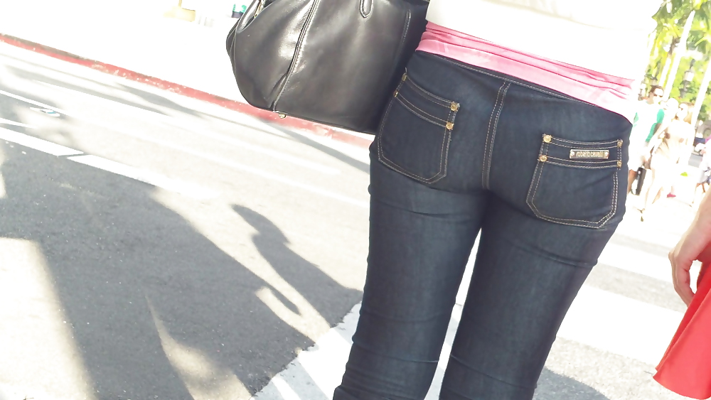 Tight teen butts & ass in jeans up close  #20660637