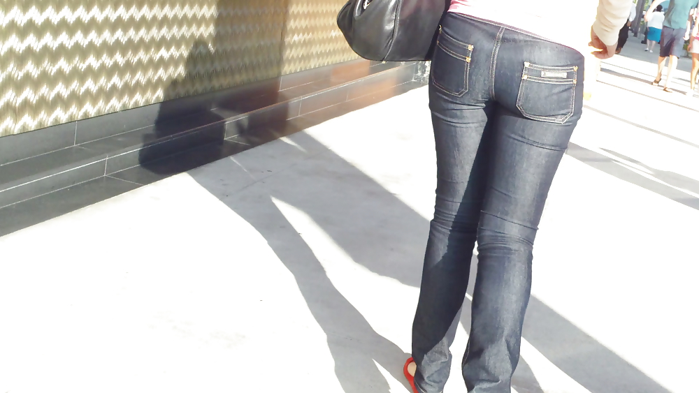 Tight teen butts & ass in jeans up close  #20660651