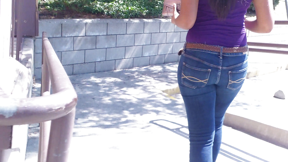 Tight teen butts & ass in jeans up close  #20661406
