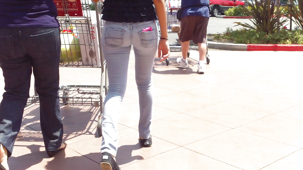 Tight teen butts & ass in jeans up close  #20661603