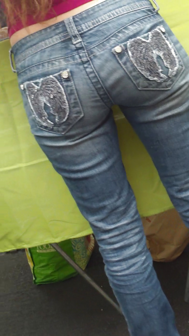 Tight teen butts & ass in jeans up close  #20661718