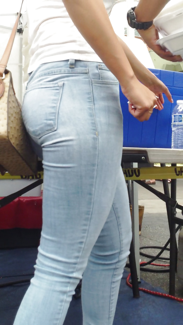 Tight teen butts & ass in jeans up close  #20661843