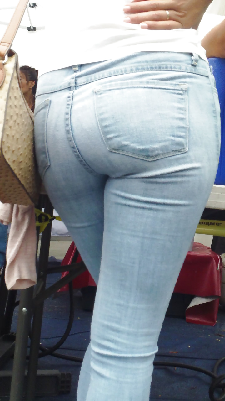 Tight teen butts & ass in jeans up close  #20661874