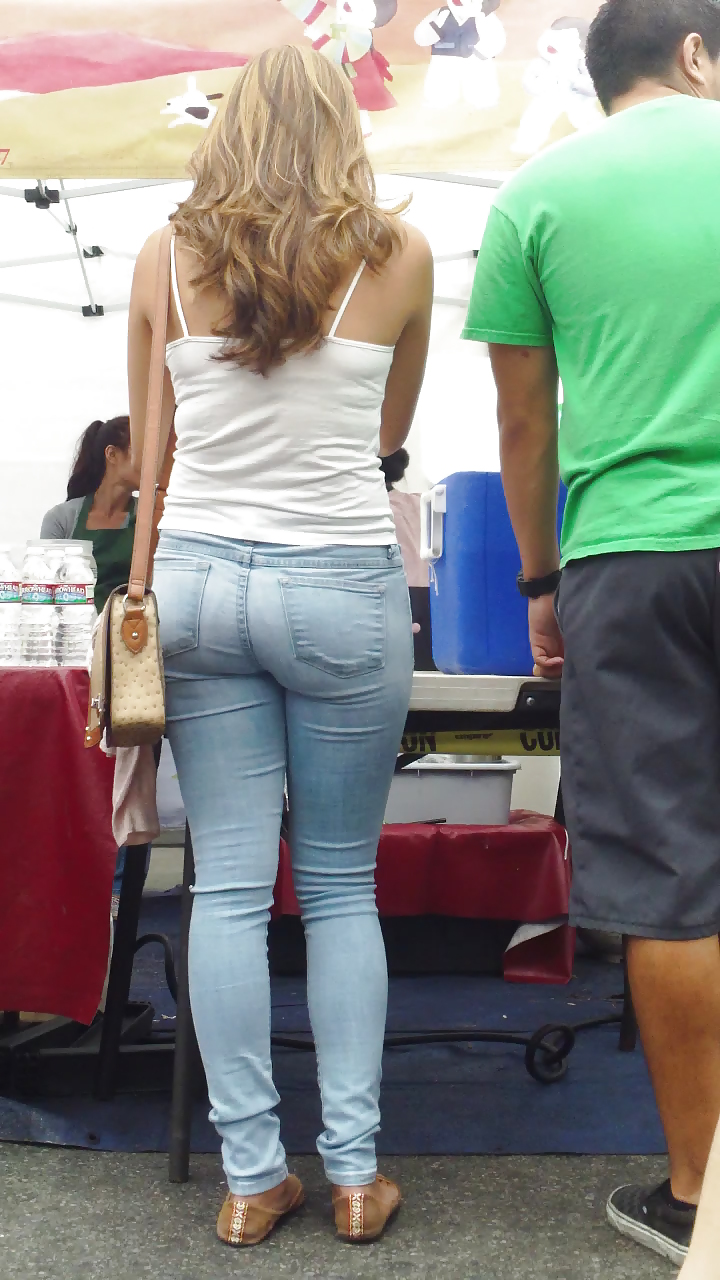 Tight teen butts & ass in jeans up close  #20661896