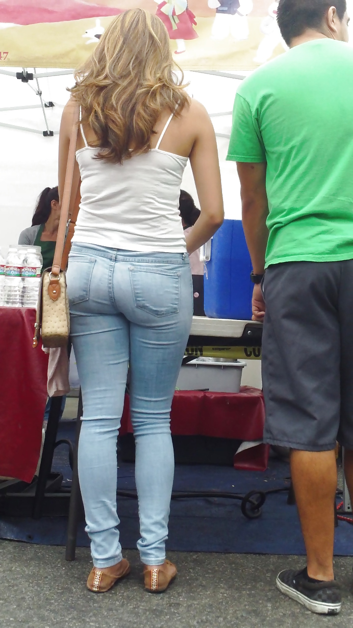 Tight teen butts & ass in jeans up close  #20661905
