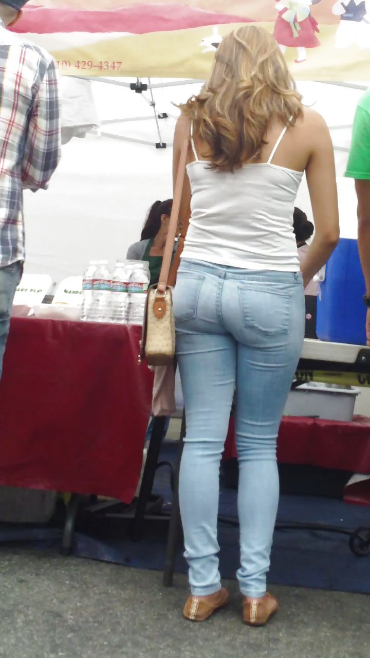 Tight teen butts & ass in jeans up close  #20661914