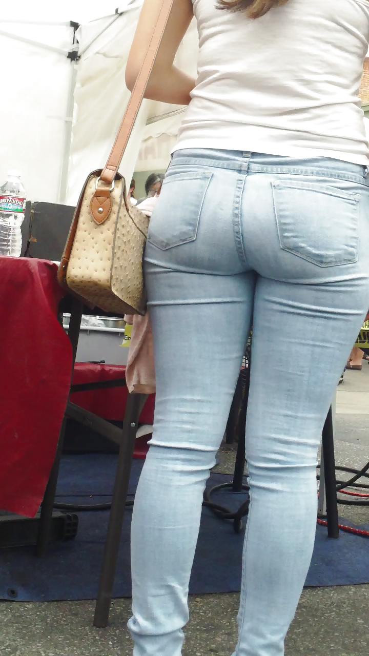 Tight teen butts & ass in jeans up close  #20661925