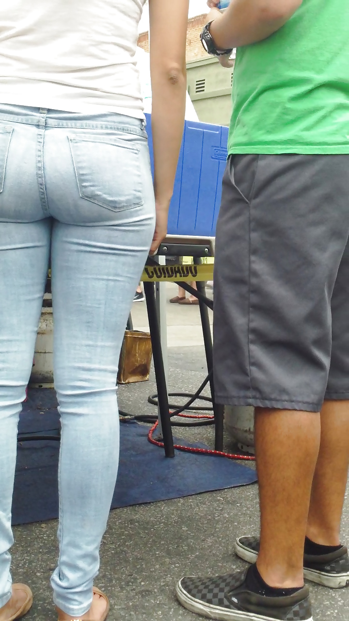 Tight teen butts & ass in jeans up close  #20661945