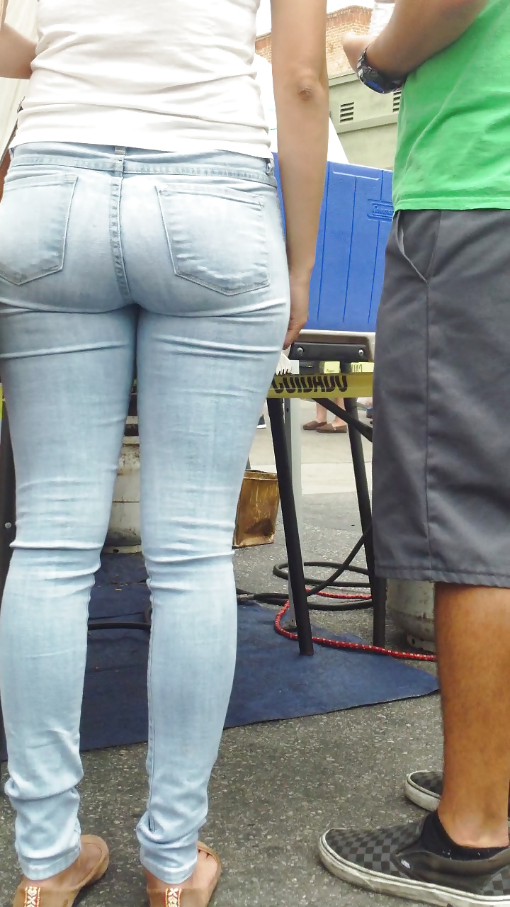 Tight teen butts & ass in jeans up close  #20661957