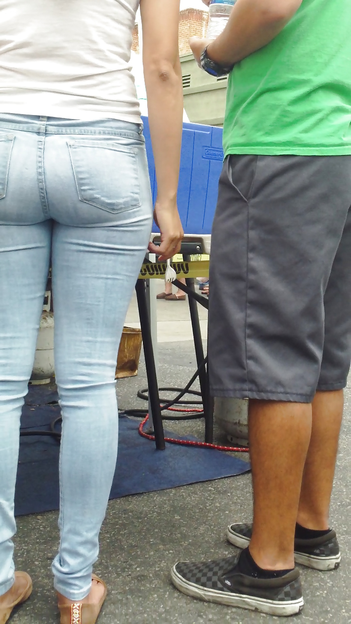 Tight teen butts & ass in jeans up close  #20661967