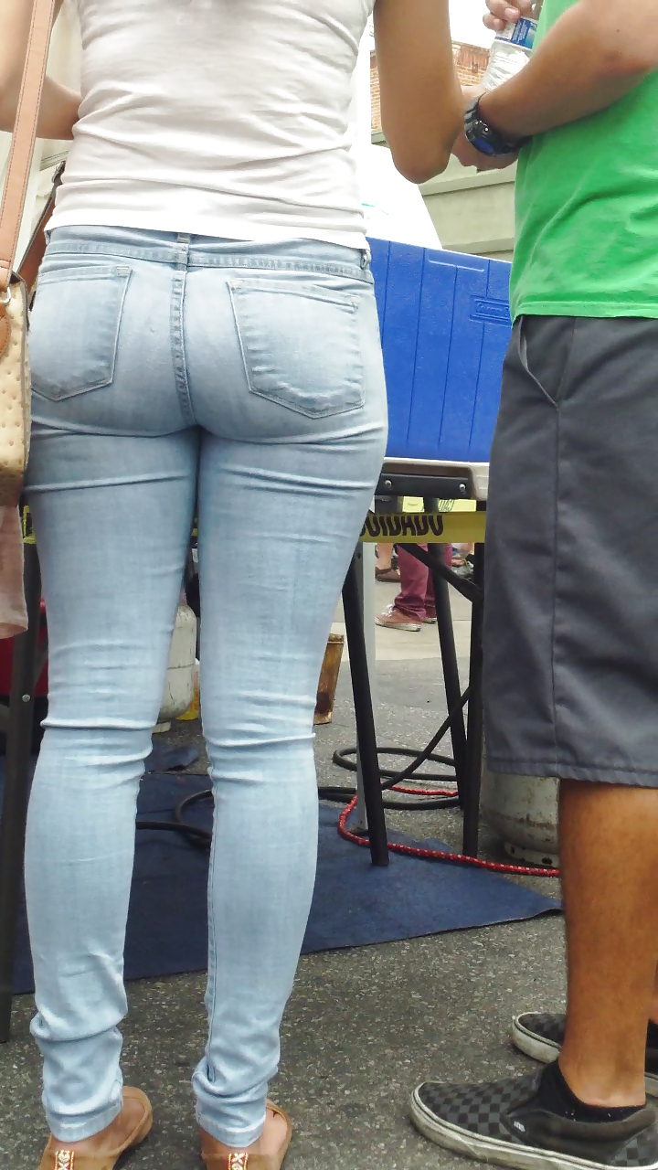 Tight teen butts & ass in jeans up close  #20661997