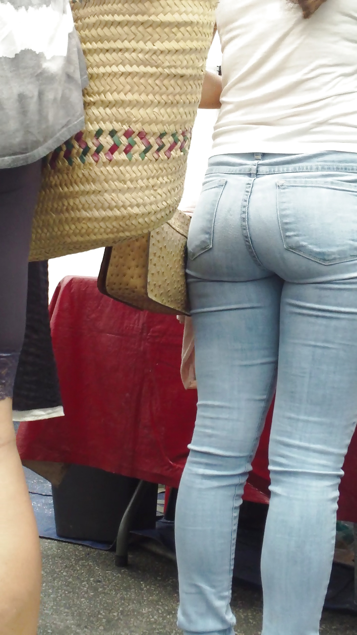 Tight teen butts & ass in jeans up close  #20662091