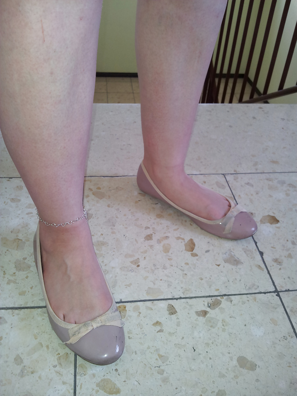 Wifes well worn nude lack Ballerinas flats shoes3 #19058989