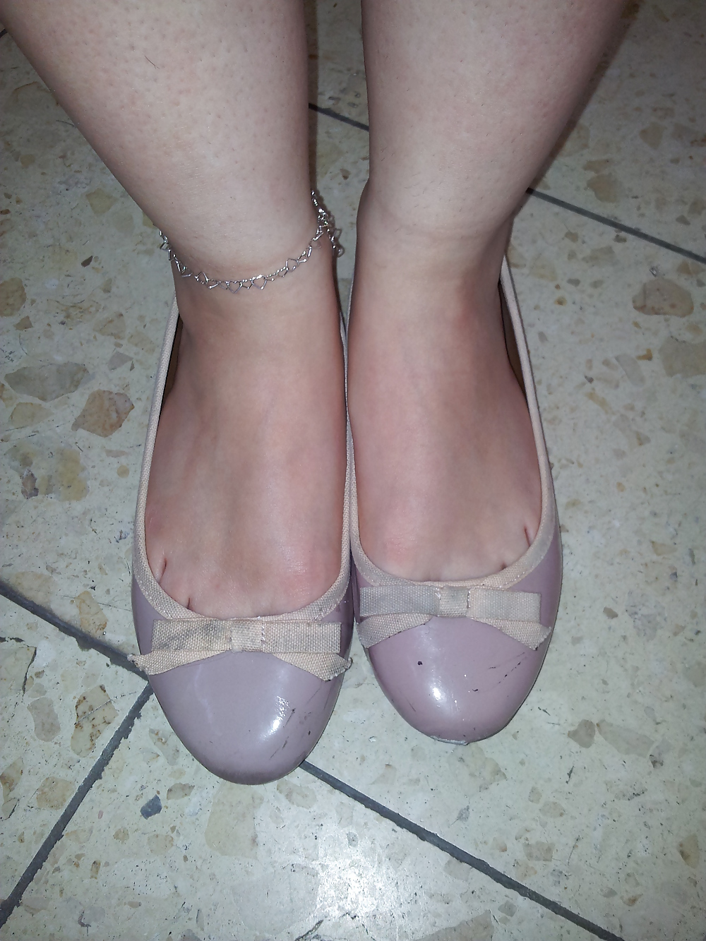 Wifes well worn nude lack Ballerinas flats shoes3 #19058999