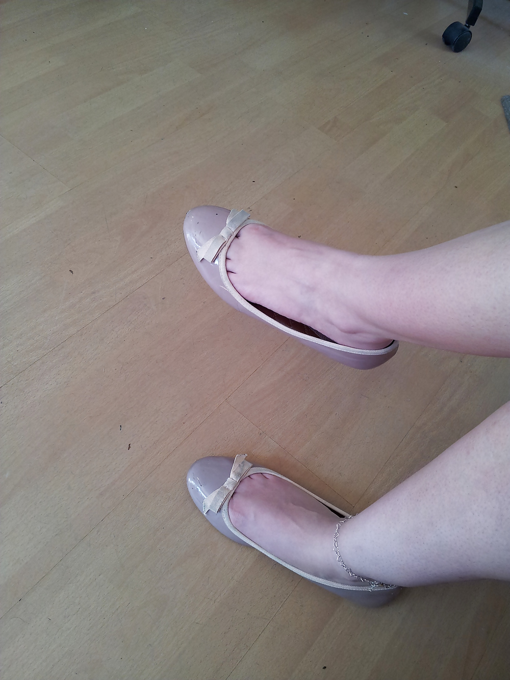 Wifes well worn nude lack Ballerinas flats shoes3 #19059018