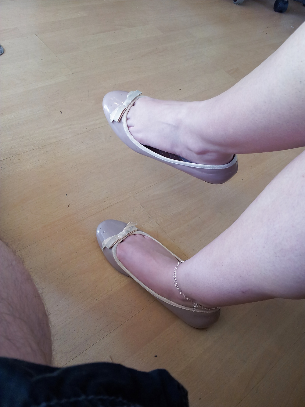Wifes well worn nude lack Ballerinas flats shoes3 #19059030