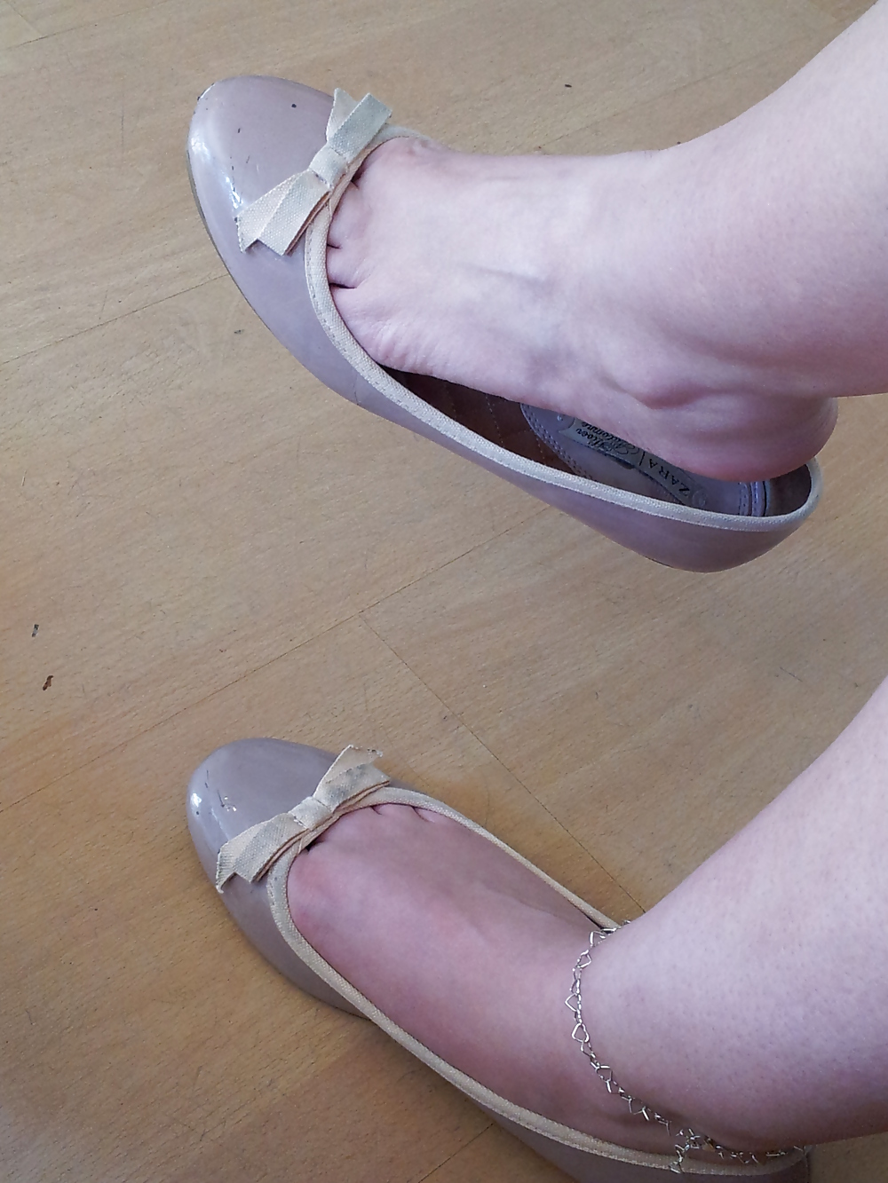 Wifes well worn nude lack Ballerinas flats shoes3 #19059037