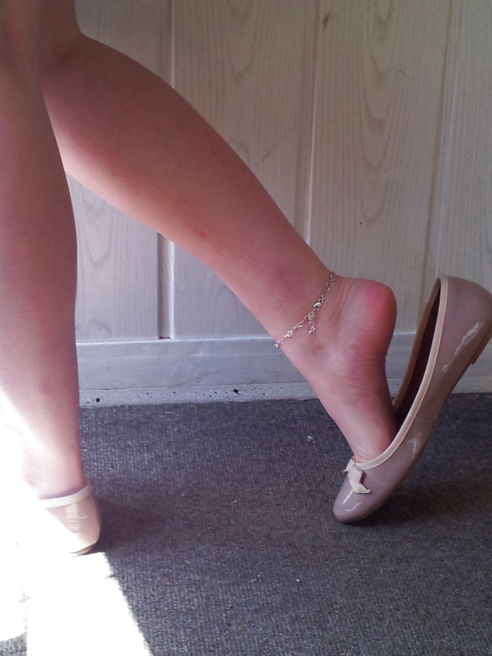 Wifes well worn nude lack Ballerinas flats shoes3 #19059046