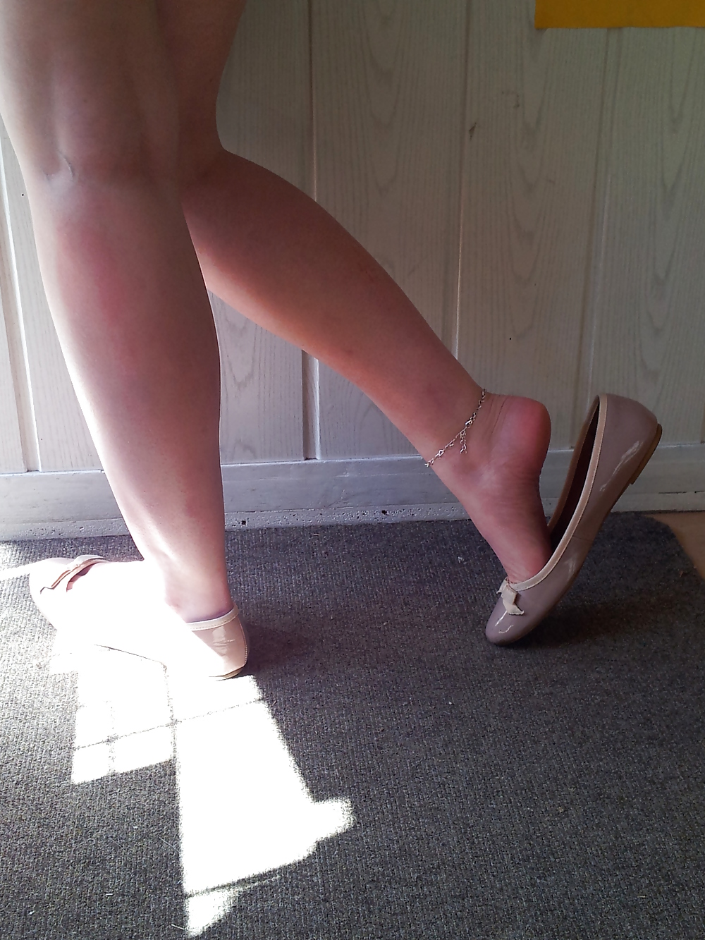 Wifes well worn nude lack Ballerinas flats shoes3 #19059054