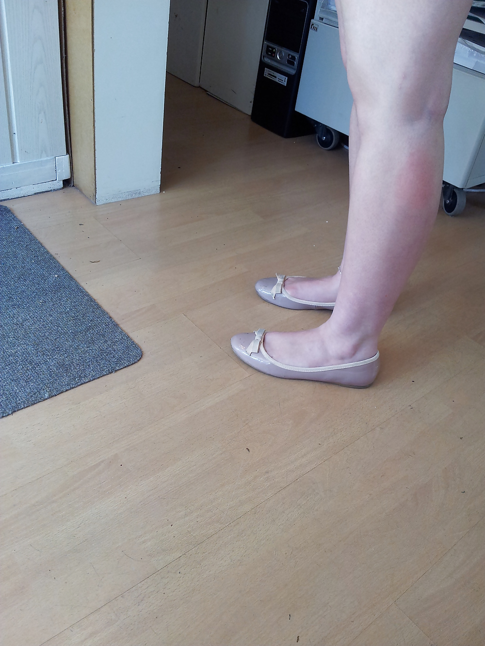 Wifes well worn nude lack Ballerinas flats shoes3 #19059091