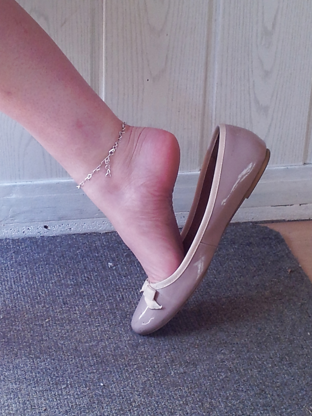 Wifes well worn nude lack Ballerinas flats shoes3 #19059104