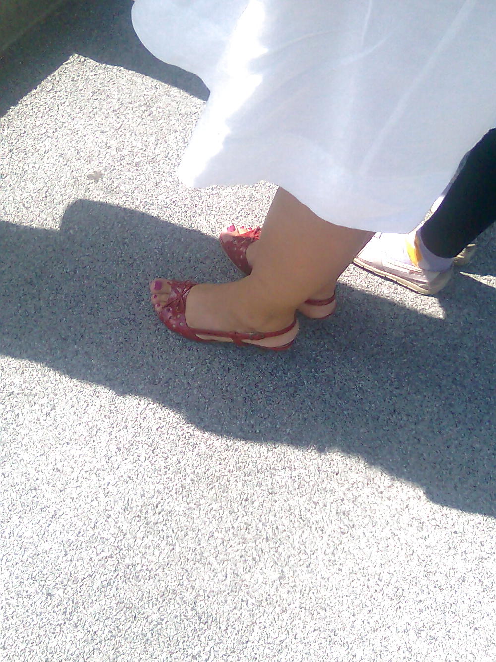 Candid feet red polished toenails #13979758