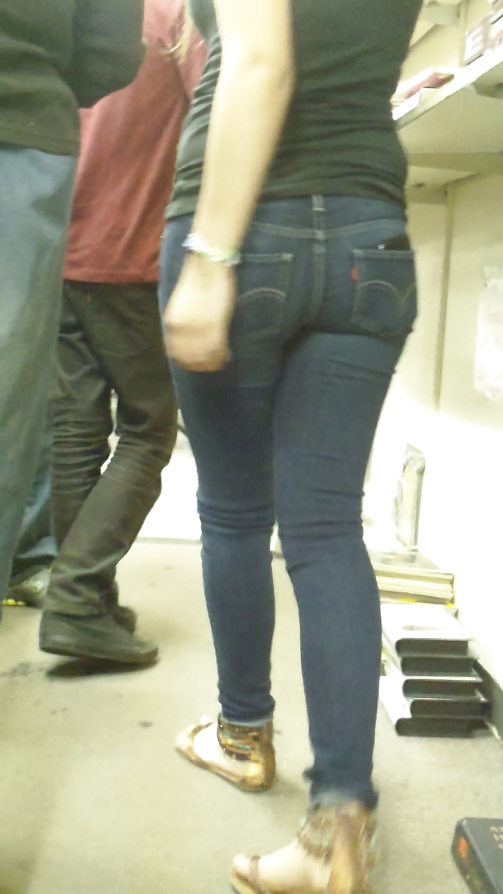 Nice sexy tight teen ass & butt in blue jeans  #22407983