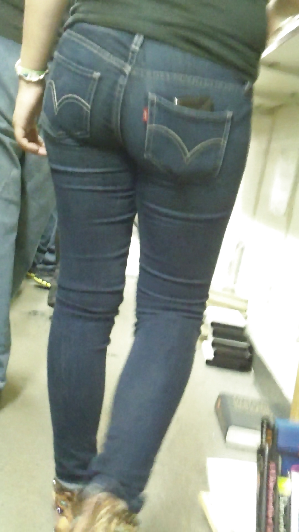 Nice sexy tight teen ass & butt in blue jeans  #22407997