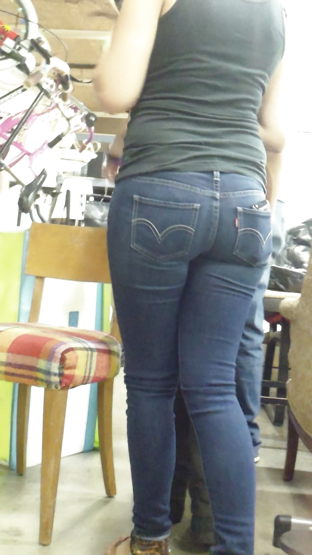 Nice sexy tight teen ass & butt in blue jeans  #22408027