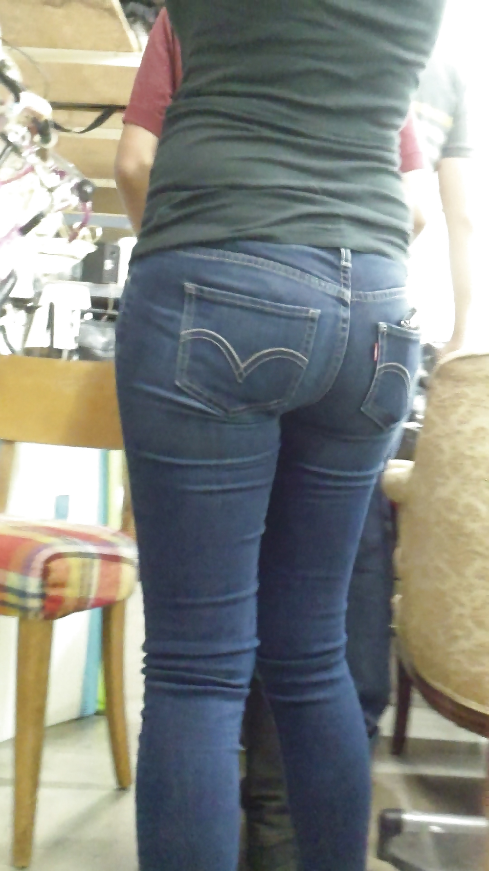 Nice sexy tight teen ass & butt in blue jeans  #22408149