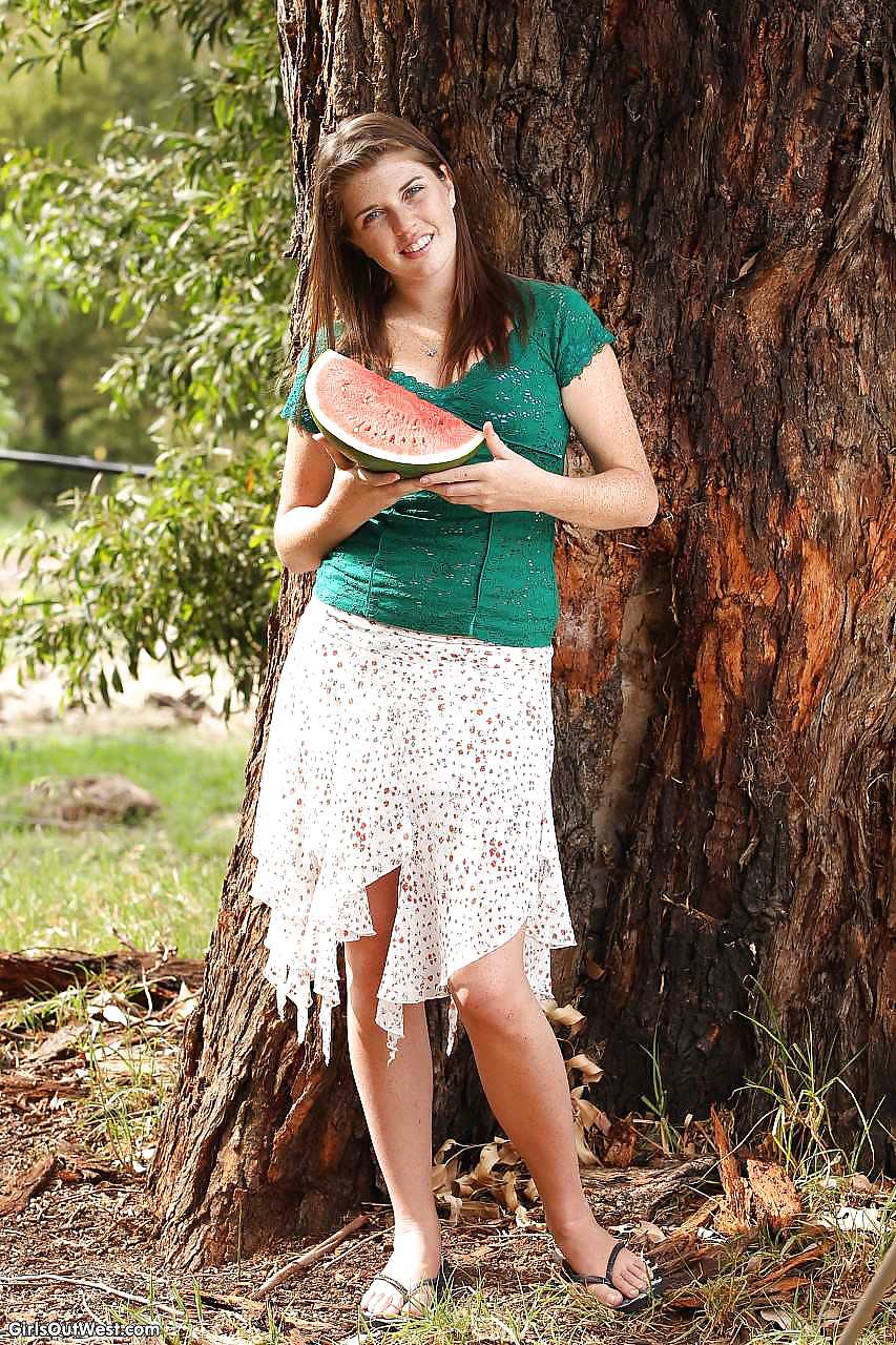 Cute amateur Millie with a watermelon #19629877