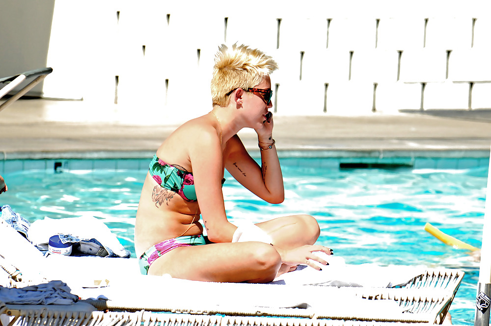 Sexy Miley Cyrus Bikini by Pool at Palm Desert Hotel 2013 #17775590