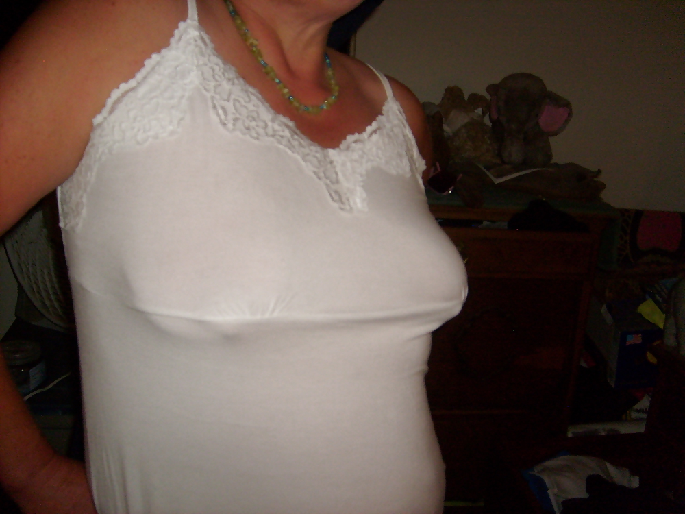 MILF wife shows itty bittty BBW tits in sheer top #13194885