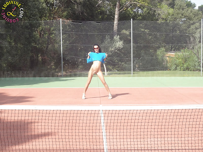 Ludivine slut showing off on a tennis court #12224869