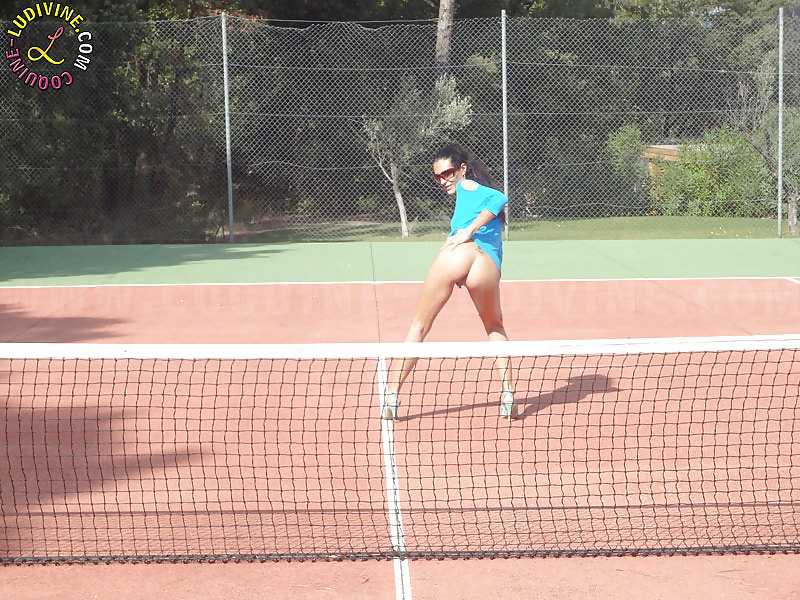 Ludivine slut showing off on a tennis court #12224878