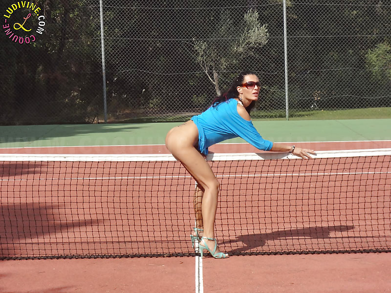 Ludivine slut showing off on a tennis court #12224905